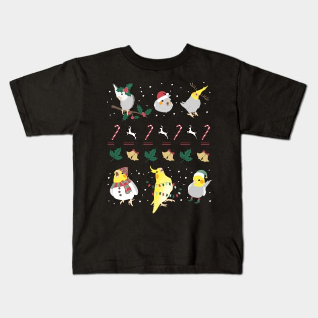 ugly christmas cockatiel pattern Kids T-Shirt by FandomizedRose